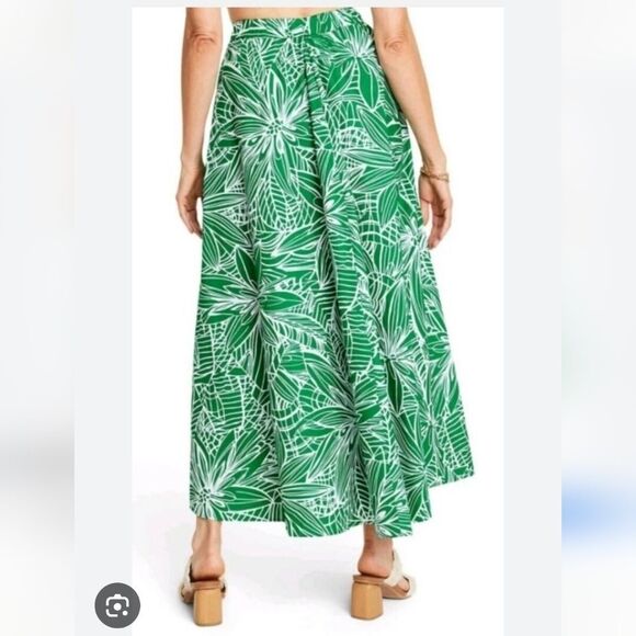 NWT Tabitha Brown 100% Cotton Green A-line Button Front Maxi Skirt Size Small - Picture 5 of 6